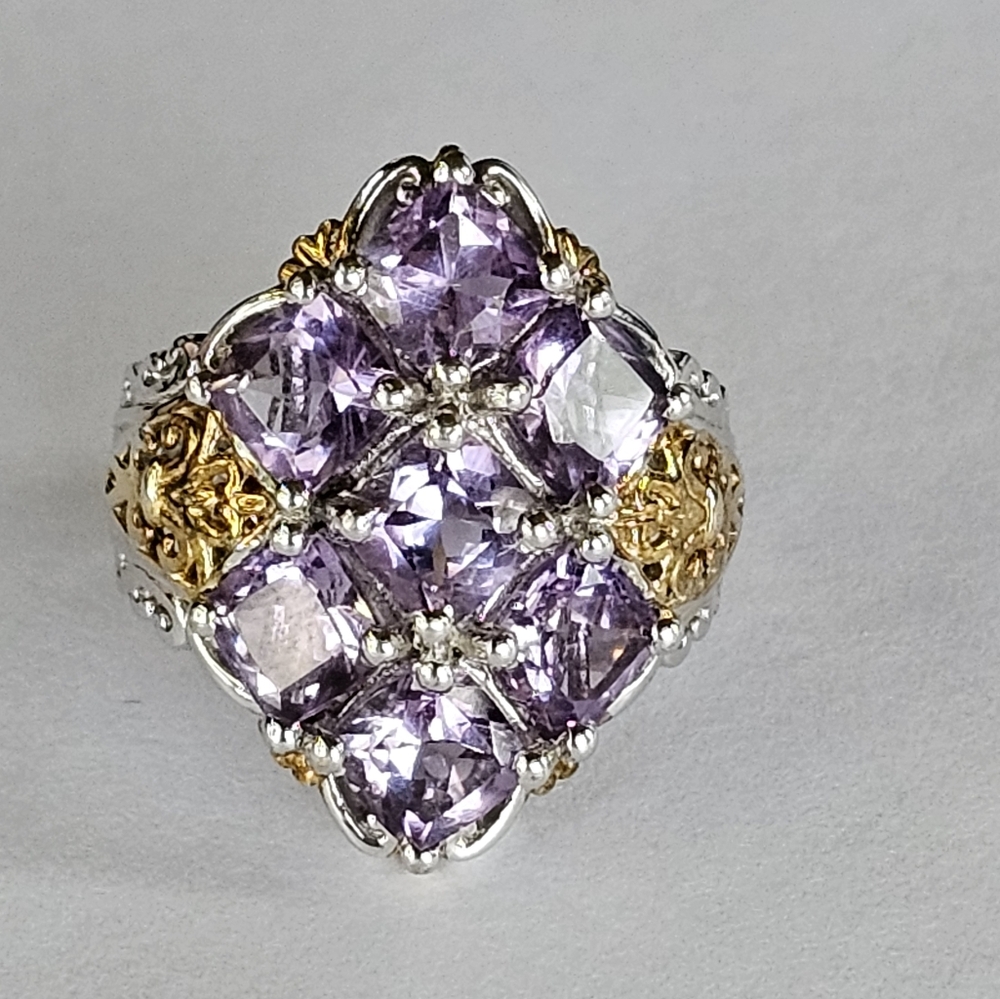 Rose De France Amethyst Ring 925/14k Gold Accents Sz 9 - Picture 4 of 10